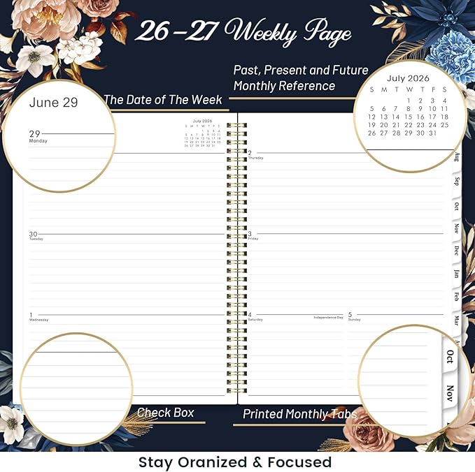 Planner 2026-2027 - 9" x 11", 2026-2027 Planner Weekly & Monthly from JUN.2026 to JUL.2027, Academic Planner 26-27 with Sturdy Cover, Twin-wire Binding, Premium Paper, Monthly Tabs