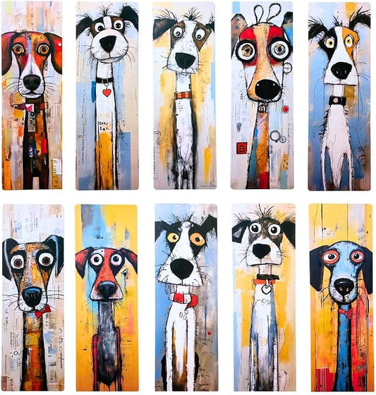 Dog Animals Bookmarks 10PC Cute Office School Stationery for Reading Men Women Kids Gift Set Kawaii Book Accessories Page Holders Student Gifts from Teacher Bulk Birthday Present Ideas