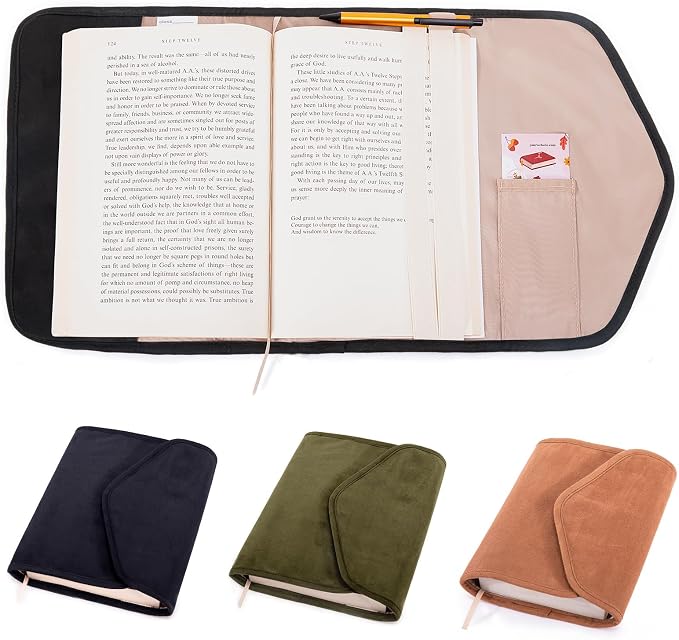 Reusable Adjustable Book Cover with Strong Magnetic Closure – Soft Protective Book Sleeve for Paperback & Hardcover, Fits Up to 9.5” x 6.5” x 2” Books – Flexible, Washable & Reusable Book Protector