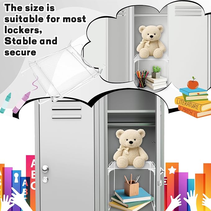 Locker Organizer Shelf White Stackable Extra Locker Shelf Storage Cabinet Accessories for Back to School Office Gym Home Supplies