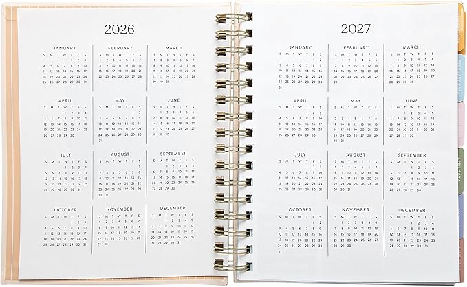 WORLD TRAVELER 2026 Planner Weekly and Monthly - 7'' x 8.75'' Hard Cover January December Spiral Daily Planner 2026 To Do List, Size 7X8.75, Multi Peach
