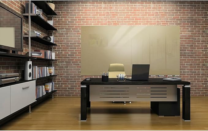 Aria 3'H x 4'W Low Profile 1/4" Glass Whiteboard - Horizontal Beige - 4 Markers and Eraser