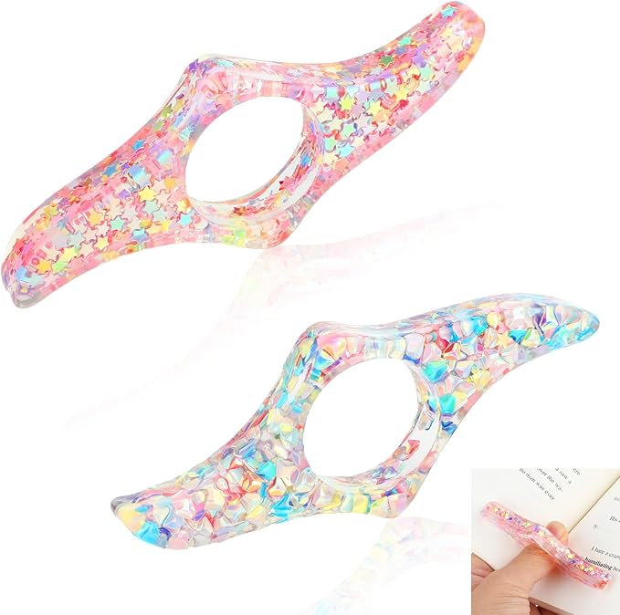 2Pcs Book Page Holder Book Thumb Page Holder Thumb Ring Books Marks for Reading Accessories Transparent Bookmarks for Women Best Friend Friendship Christmas Gifts for Books Lovers Teacher Readers