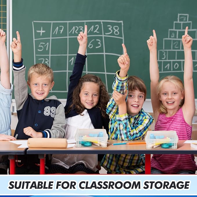 Suzile 60 Pcs Plastic Crayon Boxes with Snap Lids Clear Crayon Organizers and Storage Container, Bulk Stackable Pen Pencil Case for Art Crafts Classroom Office(Clear)