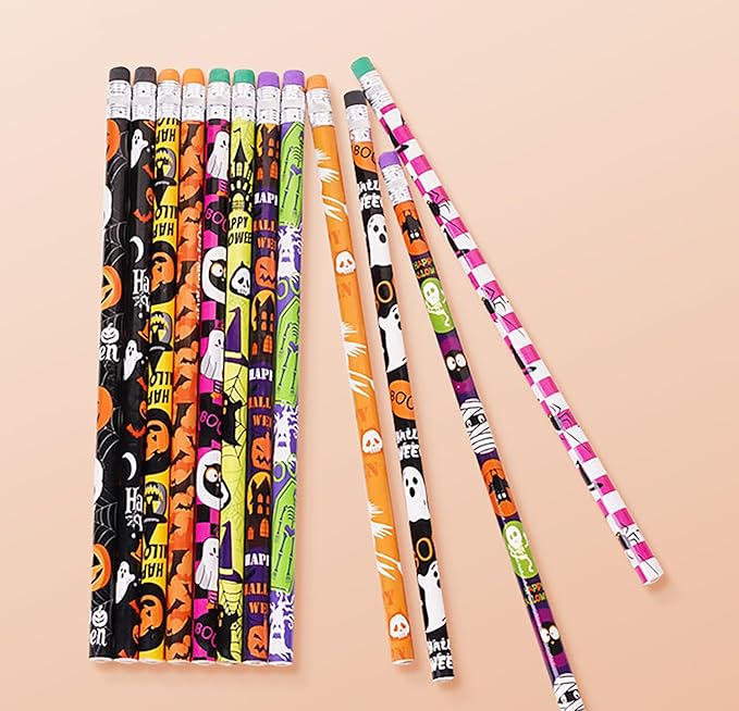 96pcs Halloween Pencils with Eraser for Halloween Wood Pencils Bulk (Halloween, 96)