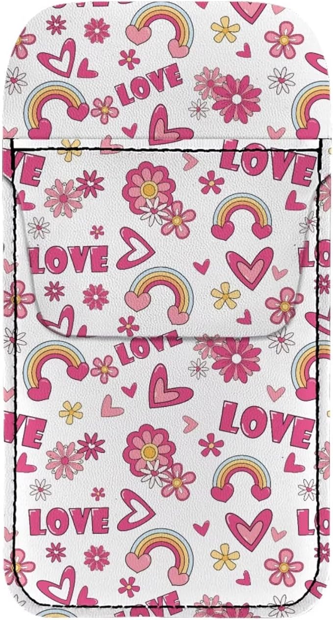 chaqlin Pocket Protector, PU Leather Pen Holder Pouch for Shirts, Lab Coats, Pants - Multi-Purpose - Holds Pens, Pointers, Pencils, and Notes - Rainbow Love