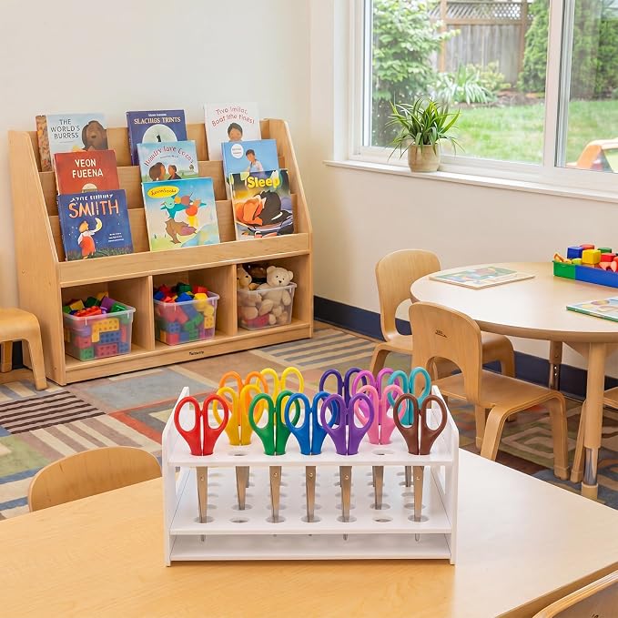 Unittype 35 Holes Scissor Holder White Plastic Scissor Storage Stand Rack Organizer 12 x 10 x 6 Inches Desktop Tool Stand for Classroom Pens Makeup Brushes Barbershop Home Office Craft Supplies