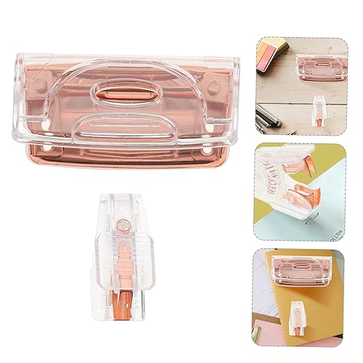 1set Cardboard Two Hole Puncher Staple Remover Transparent Office Supplies User-Friendly Design for Efficient Stapling Punching Stylish Versatile Tool for All Office Needs