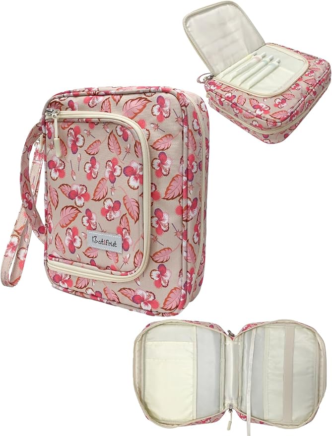 Bible Cover Case for Women, Church Book Pink Floral Bible Bag,Bible Carrying Case for Bible Accessories, Bible Book Cover with Zipper Pockets for Gils fits Bible Size Up to 9.5"x8"x2"