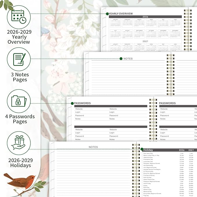 2026-2029 Monthly Planner/Calendar - 3 Year Monthly Planner 2026-2029, July 2026 - June 2029, 9" x 11", 3 Year Calendar 2027-2028-2029 with Colorful Tabs, Notes Pages, Inner Pocket