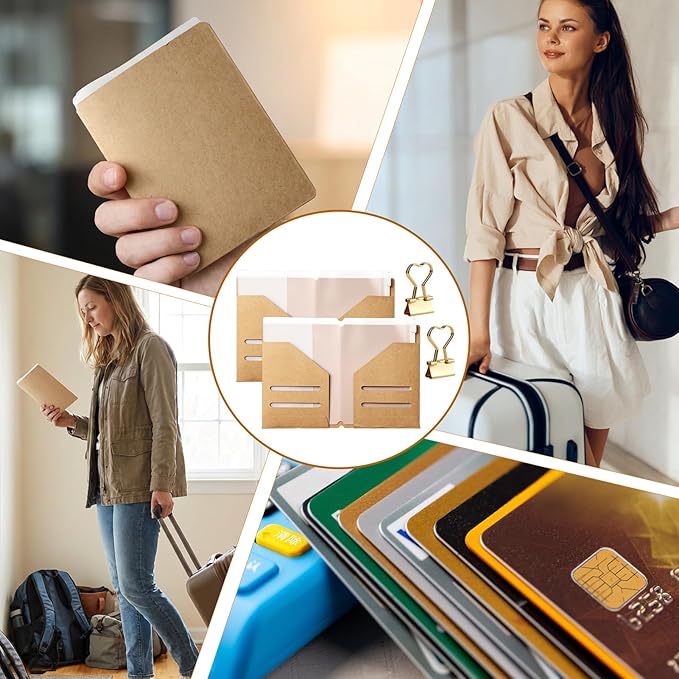 6PCS Travelers Notebook Insert (Passport Size), 2PCS Kraft Paper Folder & 2PCS Zipper Pouch with 2PCS Metal Clips, Journaling Supplies & Notebook Inserts for Passport Size Travelers Notebook Binder