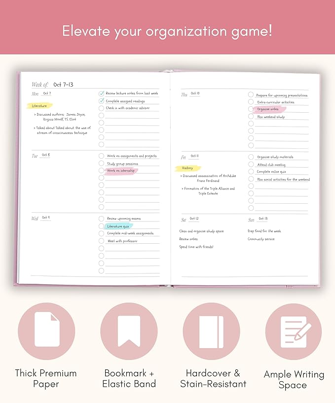 Lamare Academic Planner 2026 College Essentials – Undated Weekly College Student Planner for Homeschool, High School, College & Nursing Students