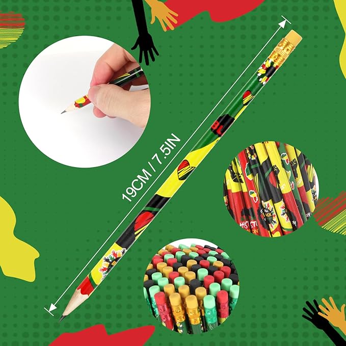 Kolewo4ever 200 Pieces Black History Month Pencils Wood Pencils with Eraser Black History Month Party Favors for Office Classroom Gifts (200)
