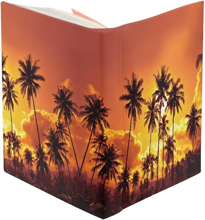 Dreaweet Sunset Palm Tree Book Covers for Book Lovers Book Sleeve Stretchable Book Cover for Hardcover,Paperback Book Sox Book Sleeves 9" X 11" School Book Protector Pouch