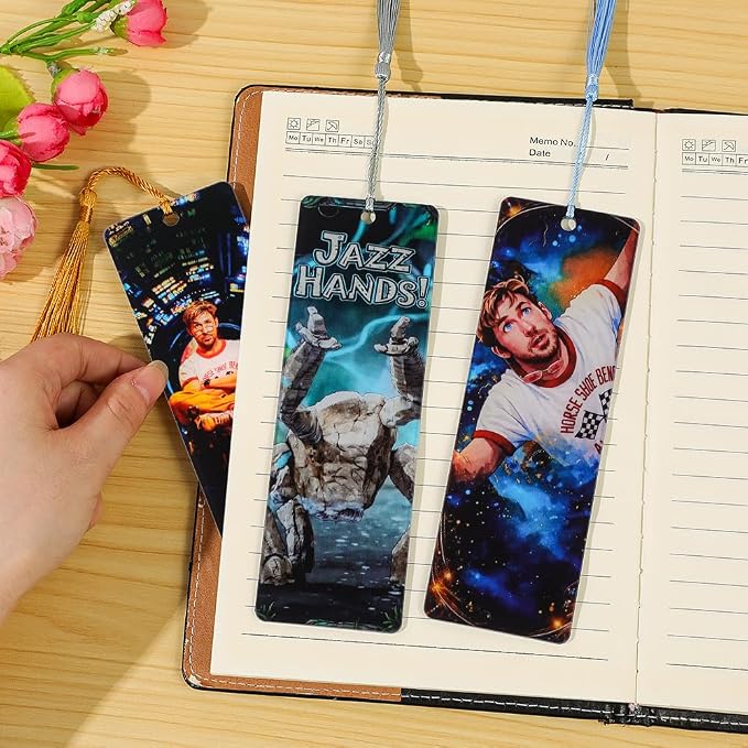 Project Hail Mary Inspired Bookmarks - 3PCS Acrylic Page Markers with Tassels, Grace & Rocky Jazz Hands Fan Art Book Accessories for Sci-Fi Novel Fans & Readers (3PCS Project)
