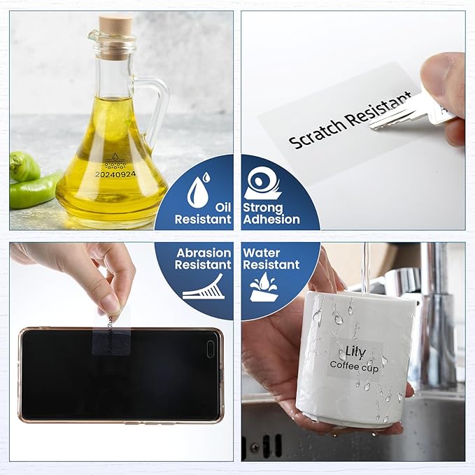M110 Clear Thermal Label 1.57'' x 1.18'' (40 x 30 mm), Multi-Purpose Adhesive Transparent Thermal Labels Compatible with label maker M110/ M100/ M221/ M120/ M260/M220/M421/241BT/243BT, 230 Labels/Roll