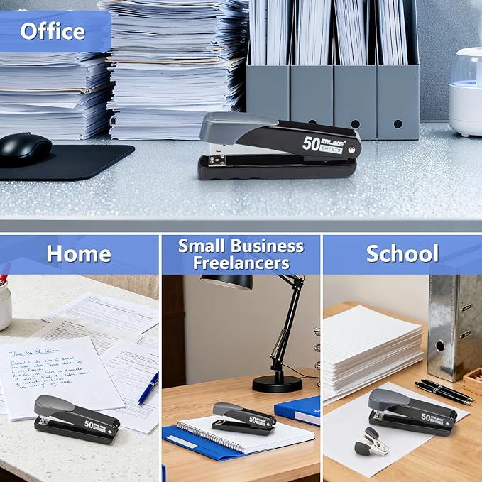 Heavy Duty Stapler, IMLIKE 50 Sheet Full Strip Stapler, Anti-Jam Non-Slip with 5000pcs 26/6 Staples and 1000pcs 23/8 Staples, Staple Remover, for Home, Office, and Classroom, Black