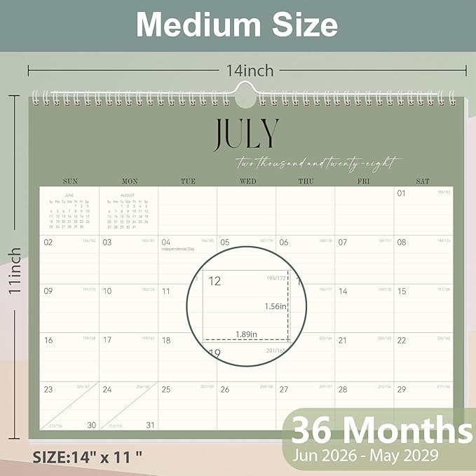 GuassLee Wall Calendar 2026-2029, 36-Month Hanging Wall Calendar June 2026 - May 2029, 14" X 11" Monthly Planner With Thick Paper Spiral Bound For Office Home School Organizing & Planning