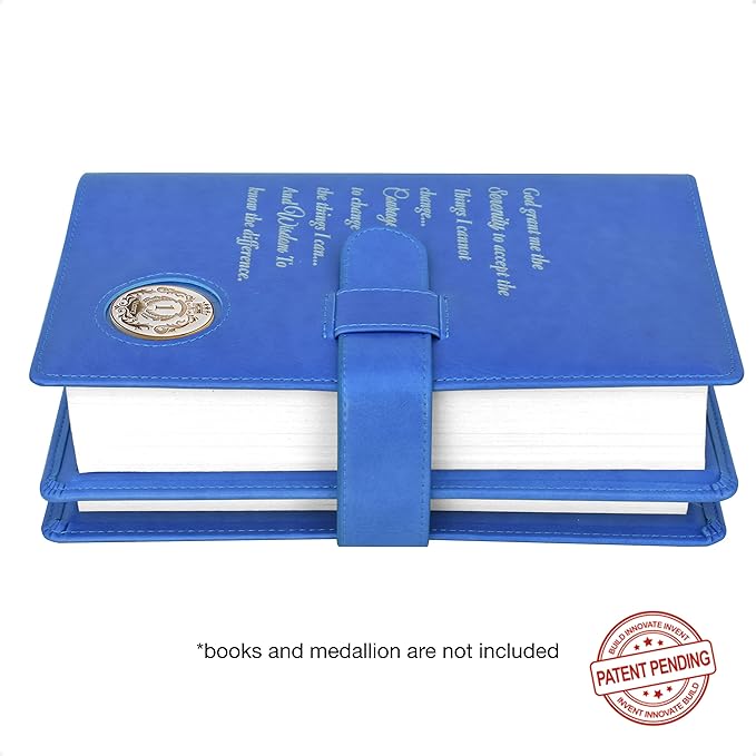 GALILEO® Double AA Big Book Cover & 12 Steps & 12 Traditions | AA Gift | Alcoholics Anonymous (Prayer/Coin Pocket/Sky Blue)
