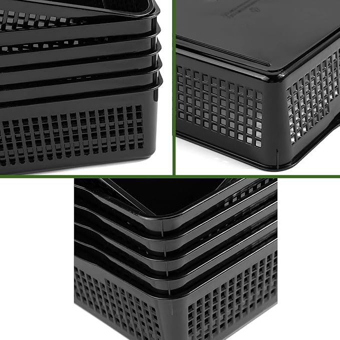 Aebeky A4 Size Plastic Paper Storage Trays,Desktop File Organizer Baskets,6-Packs (Black)