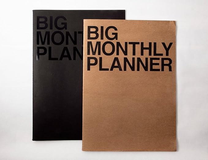 JSTORY Big Monthly Planner Stitch Bound Lays Flat Huge Undated Year Round Flexible Cover Goal/Time Organizer Thick Paper Eco Friendly Customizable A3 16 Months 18 Sheets Ver B