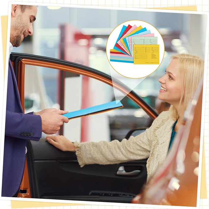 Watersay 120 Pcs 9 x 12 In Vehicle Dealer Jackets for Car Sales 32lb Colored Printed Deal Envelopes Dealership Supplies File Jackets Automotive Folders for Car Dealerships (Classic,Colorful)