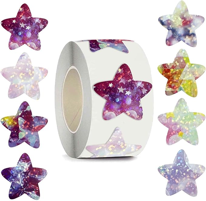 Small Star Stickers 1000Pcs Star Stickers 1" Diameter for Reward, Arts Supplies Planner (Purple 1000pcs)