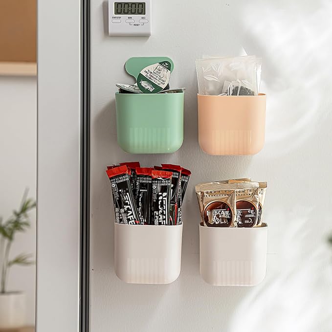 Magnetic Cup Holder Storage Rack, Magnetic Locker Organizer for Fridge Pen, Holder for Laundry, Board, Desks, Dresser, Pink
