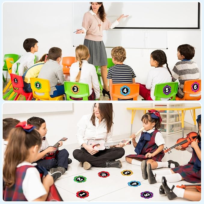 WaaHome Line Up Spots for Classroom Floor - 36pcs Floor Number Stickers Dots Spots Decals for Classroom Lining Up Preschool Kindergarten Elementary Teacher Supplies