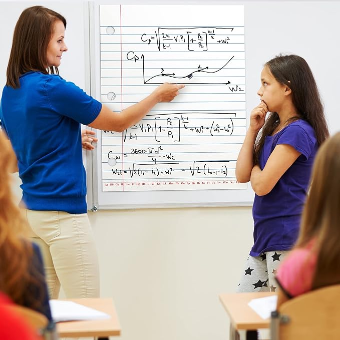 Giant Sized Magnetic Notebook Paper Handwriting Lined Paper Large Dry Erase Magnetic Notebook Poster for Whiteboard Accessories Homeschool Teacher Supplies Classroom Must Haves, 22'' x 28''
