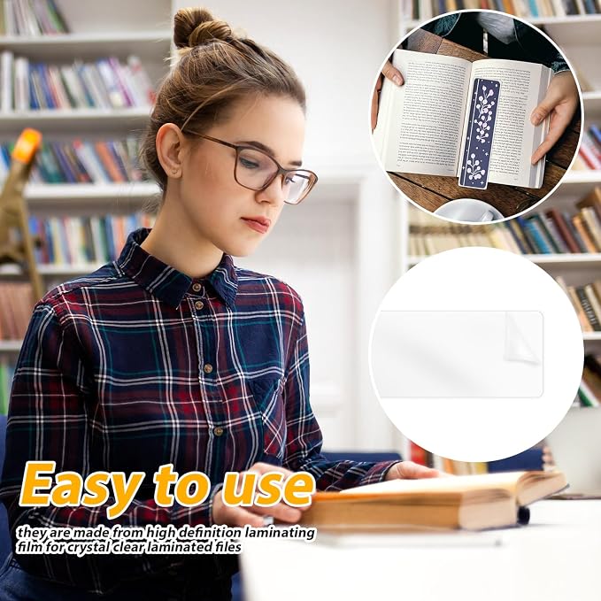 50pcs Bookmark Laminating Pouches, 8.27x2in Hot Laminating Pouches 4.9 Mils Clear Bookmark Sleeves Plastic Thermal Laminating Pockets for Book Lovers Nature Lovers