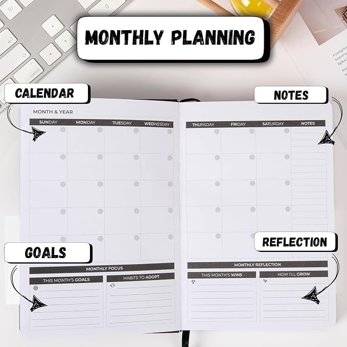 The Stoic Planner & Journal - A 2-in-1 Daily Planner and Guided Journal with Inspiring Writing Prompts - Build Productivity and a Positive Mindset - 3 Months Undated (Brown)