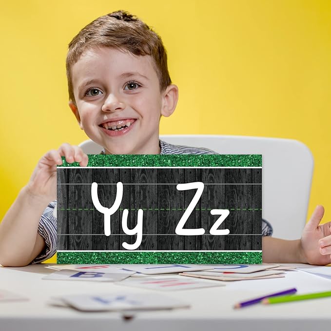 12 Pieces Alphabet Bulletin Board Strips Set Alphabet Line ABC Number Banner & Border Posters for Preschool Kindergarten Classroom Playroom Bedroom (Farmhouse)