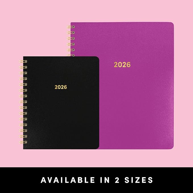 PAPERAGE 2026 Weekly & Monthly Planner, 12 Months (January 2026 - December 2026), 6.6 in x 8.1 in, Spiral Bound 2026 Planner with Weekly, Monthly & Yearly Views, Note Pages & Inner Pocket – Black