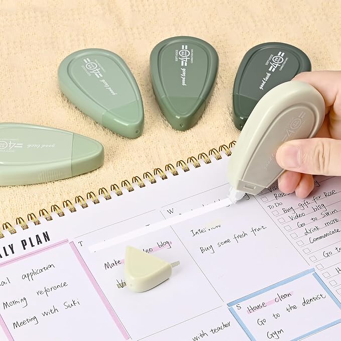 5pcs White Correction Out Tape, 32.81 Feet Cute Correction Tape for Instant Corrections, Easy to Use Applicator for Office and School Supplies (Green)