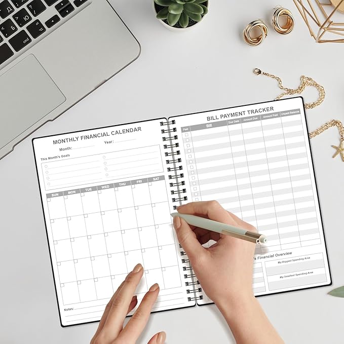Bill Organizer - Monthly Bill Payment for Personal Budgeting Financial, Payments Checklist Organizer, 5.8" x 8.5", Black