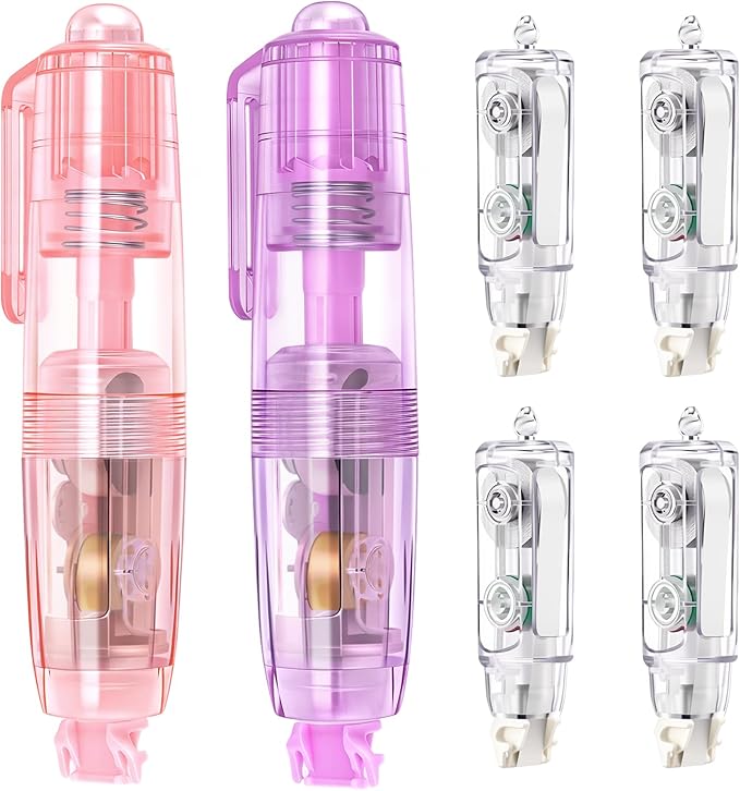 Refillable Retractable Correction Tape, Smooth Pull Out White Correction Tape with 4 Extra Refills, Easy to Use for School Office Supplies