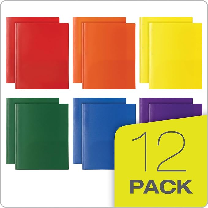 Oxford 2 Pocket Folders with Fasteners,Folder for School and Office,2Pocket Paper Organizer, Plastic Folders, Letter Size,12 Count (13188) (Pack of 4)