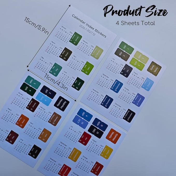 Calendar Stickers Planner Monthly Stickers Self Adhesive Index Tabs for Daily Planners & Journals, Work, School, or Home Management (Growth)
