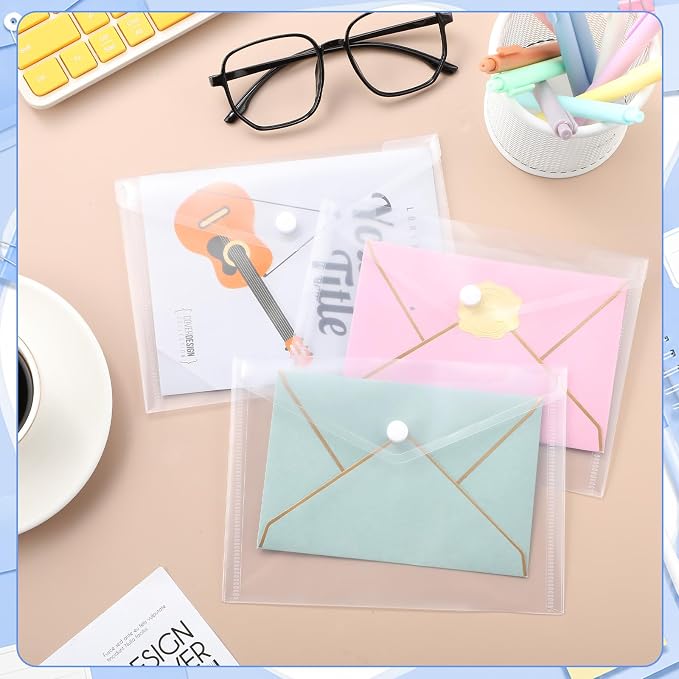 200 Pieces Clear 5x7 Small Plastic Envelopes Receipt Check Storage File Holder Case Waterproof Transparent File Envelopes for Home Office Document Receipt Card Storage
