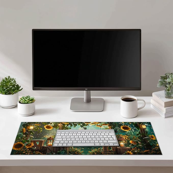 HOMETITUTE Mouse Pad 31.5 x 11.8 Inch XL Large Desk Mat Sunflower Extended Keyboard Pad Non Slip Computer Mat Waterproof Gaming Mouse Pad Nature Style Mousepad Desk Accessories for Home Office Setup