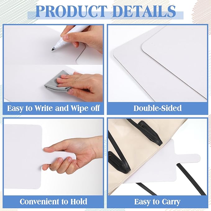 Seajan 200 Pcs Dry Erase Answer Paddles for Classroom, Double-Sided Handheld Mini Whiteboards Bulk Set for Teachers, Students & School Learning(Rectangle,28 x 15 cm)