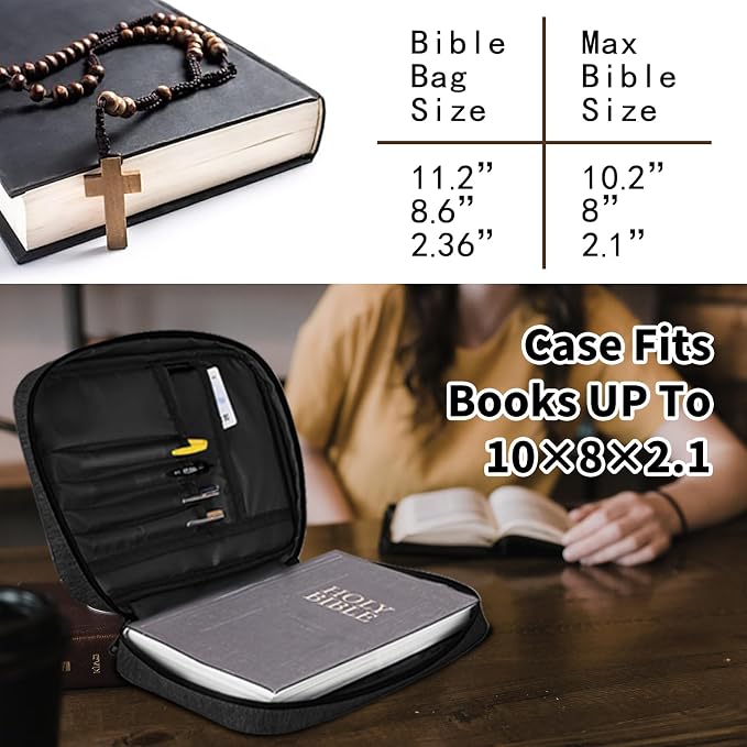 Bible Cover, Stars and Cat In The Rye Bible Case with Handle and Zippered Pocket Standard Size Holy Bible Bag Women Gifts, Church Bag Portable Bible Carrying Book Case for Bible Study