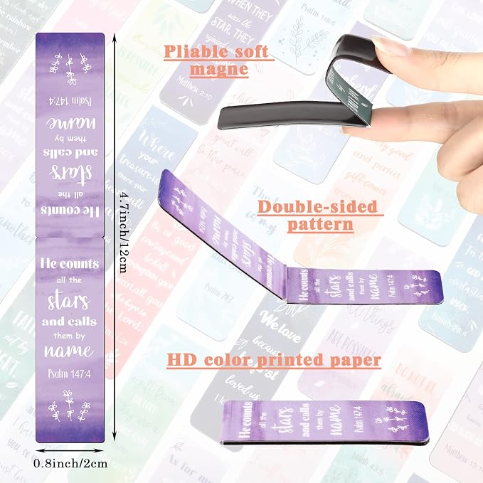 Chinco 30 Pcs Magnetic Bookmarks Christian Bookmarks Bulk Bible Verse Inspirational Scripture Page Clips for Women Childrens Kids Teachers Mothers Day Church Supplies School Gifts(Watercolor)
