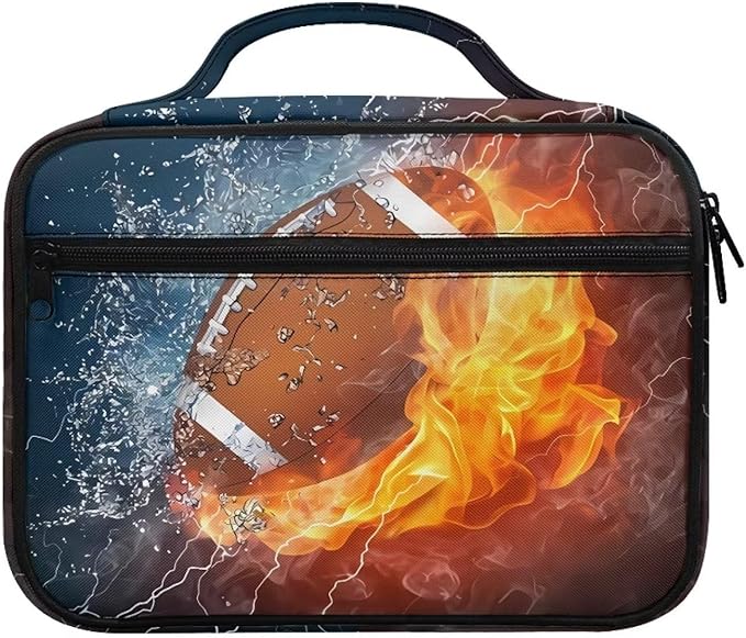 Ice Fire Rugby Football Printed Bible Covers for Men Large Size Bible Tote Bag Bible Carrying Case Bible Book Protective Bag with Handle and Zippered Pocket Church Accessories