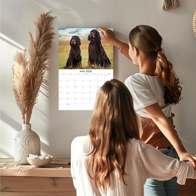 2025 2026 Gordon Setter Calendar - Dog Breed Monthly Wall Calendar - 12" x 18" Open - Thick No-Bleed Paper - Giftable - Academic Teacher's Planner Calendar Organizing & Planning - Made in USA