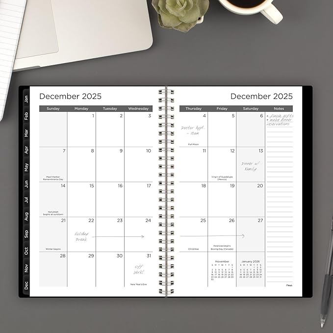 Mead 2025 Planner, Weekly & Monthly, 15-Month, 5-1/2" x 8-1/2", Small, Basic, Black (CRW4200525)