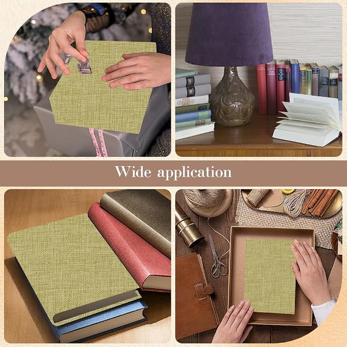 CRASPIRE 51 x 11.8 Inch Linen Book Cover Cloth Book Binding Cloth Polyester Surface Paper Backed Dark Khaki Woven Book Fabric for Books Album Scrapbooking Archival DIY Covering Bookbinding Protector