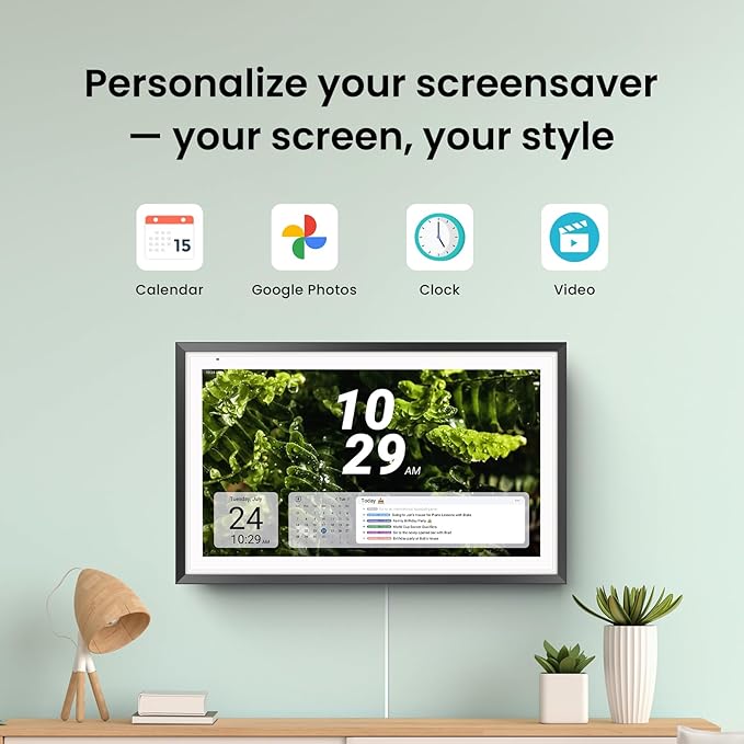 Apolosign 15.6-inch Digital Calendar : Dual Mode Smart Wall Planner, No Subscription, Install Apps, Sync Calendars, Electronic Touchscreen Interactive Display for Family Schedules, Chore Chart - with Stand (Black)
