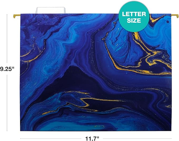 Global Printed Products Deluxe Designer Printed Hanging File Folders, 4 Patterns, Letter Size, 12/pk (Marble)